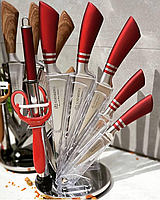 Набір ножів з овочечисткою і мусатом на підставці, що обертається Edenberg EB-913 - 9 пр.