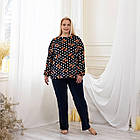 Жіночий велюровий домашній брючний костюм темно-синього кольору з принтом Червоні бантики від виробника Bonita 52, фото 2