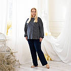 Жіночий велюровий домашній брючний костюм темно-синього кольору з принтом Червоні бантики від виробника Bonita 52, фото 9