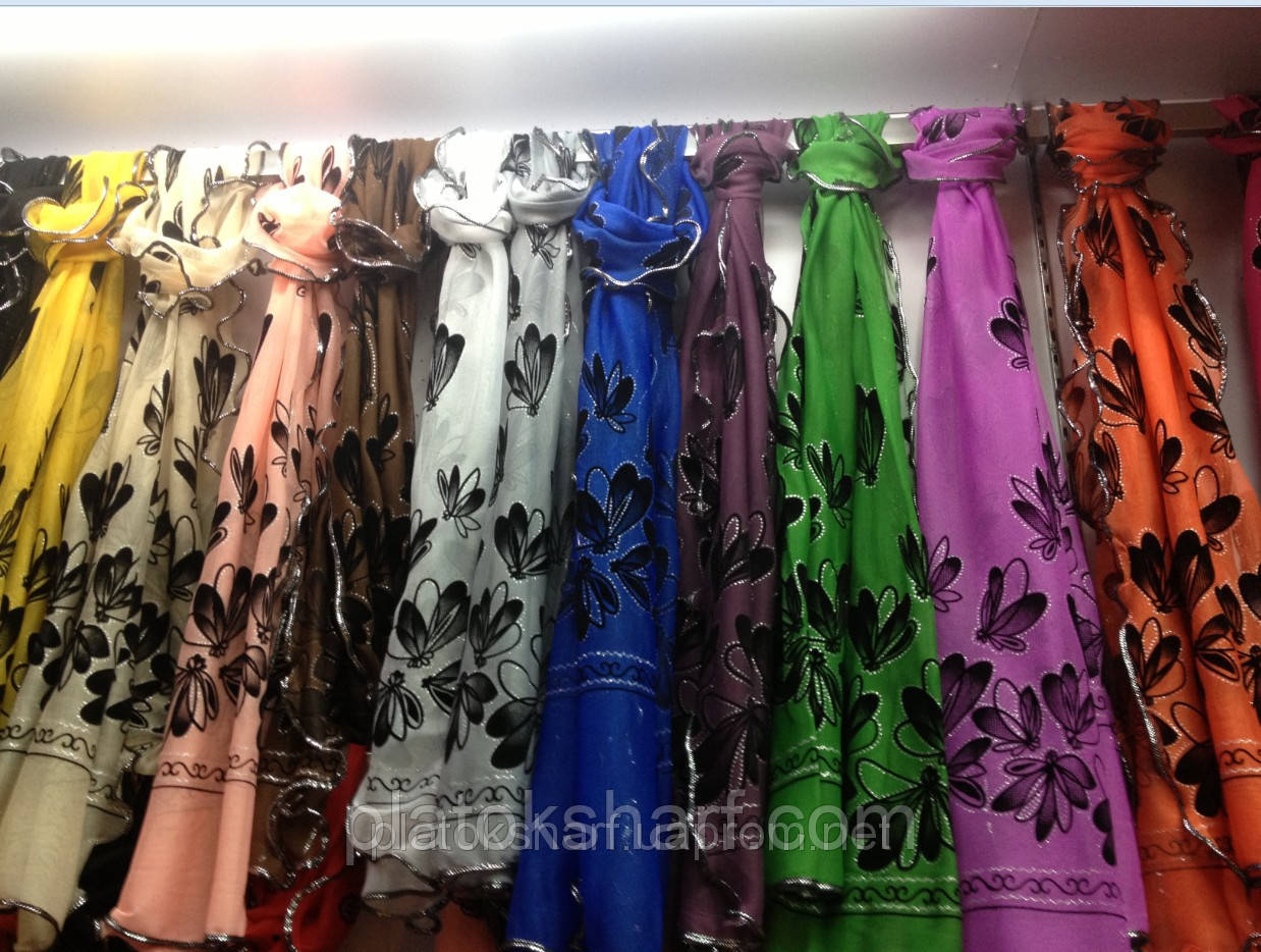 Шарфи, шарф кольоровий із велюром, фото 1