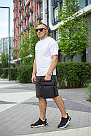 Чоловічий чорний мессенджер на два відділення 22х26х7, сумка планшет на ремені, барсетка для документів, чорна, фото 7