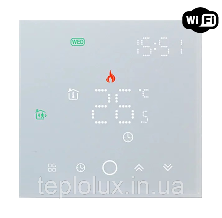 Wi-Fi скляний терморегулятор Ecoset TGW-003 Wi-Fi з датчиком підлоги 3м