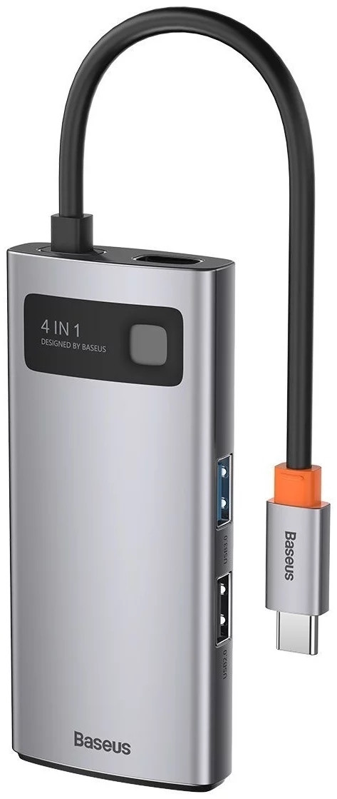 USB HUB Baseus Metal Gleam Series 4in1 USB-C to 3USB 3.0 (CAHUB-CY0G) gray