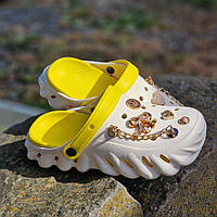 Жіночі крокси з золотими джебітсами (36-41р), стильні жіночі крокси