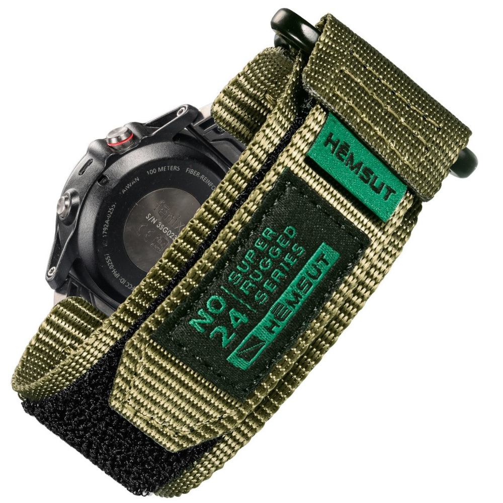 Нейлоновый тактический ремешок для часов умных смарт цвета хаки 22мм на Smart Watch 22 мм зеленый Hemsut Army - фото 1 - id-p2231003557
