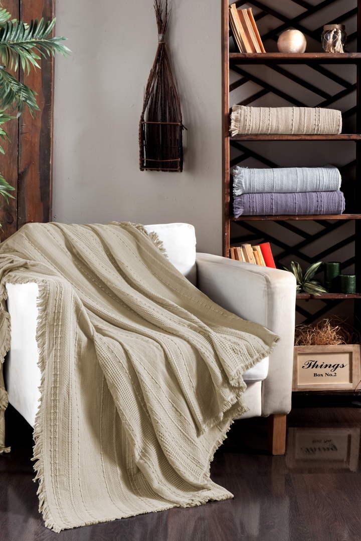 Вафельне простирадло-покривало First Choice Sole 220×240 см. Cappuccino