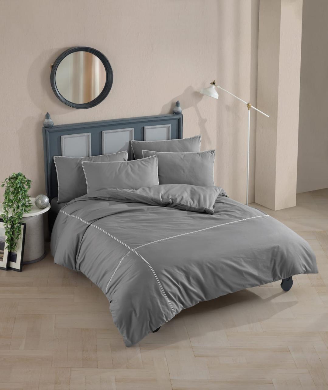 Постільна білизна Turkiz Ranforse Prima 200 х 220 см Carven Grey, фото 1