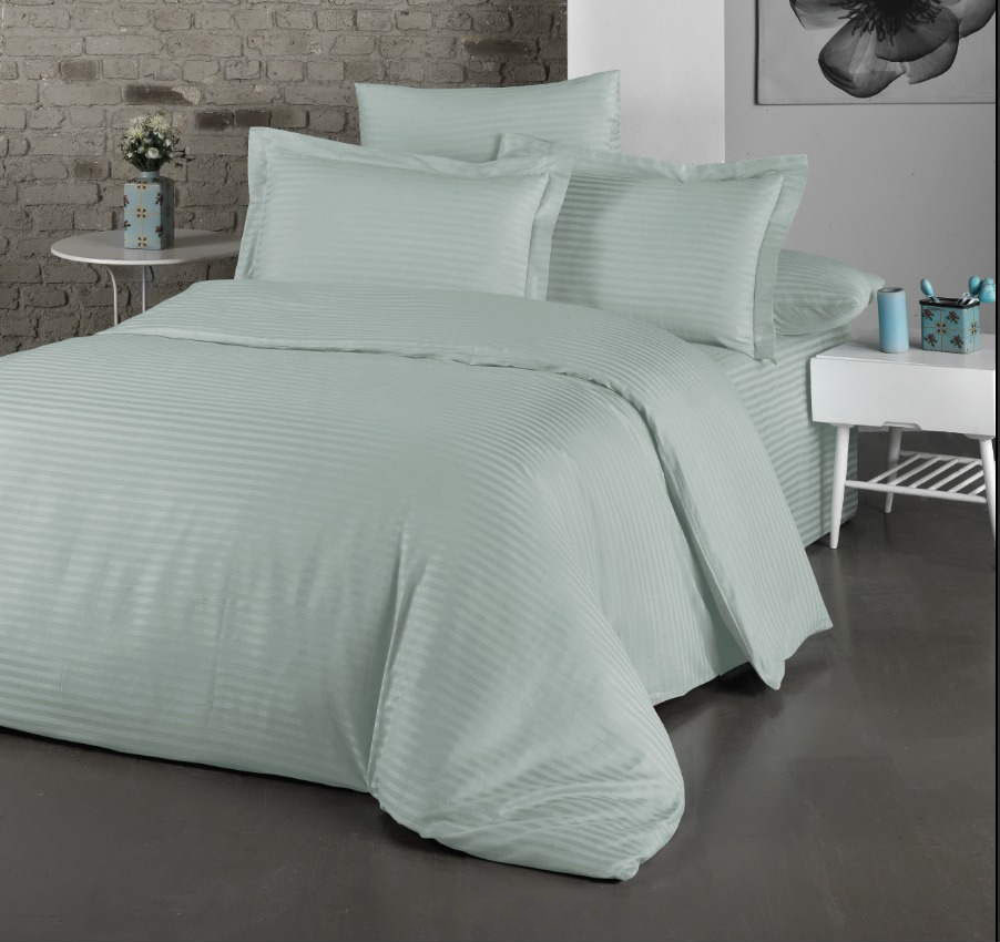 Постільна білизна Cotton Shine Stripe Satin 200х220 Buz Mavisi