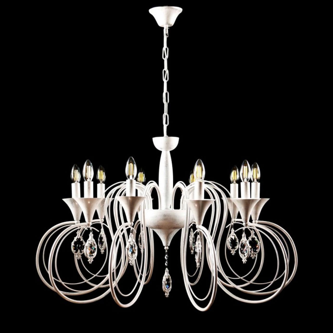 Класична люстра-свічка на 10 лампочки Е14 колір каркасу білий VL-L41300/10 (PERL WT), фото 1