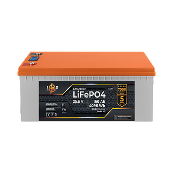Акумулятор літієвий 24 вольт - 160 ампер LP LiFePO4  (4096Wh) (BMS 200A/100А) LCD Smart BT