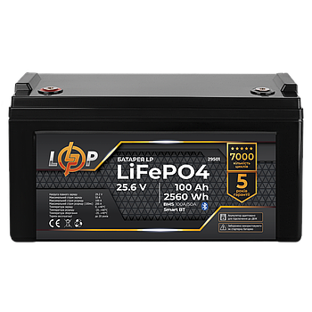 Акумулятор літієвий 24 вольт - 100 ампер LP LiFePO4 (2560Wh) (BMS 100A/50А) Smart BT