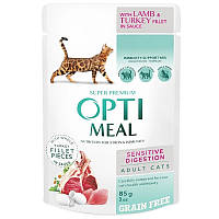 Корм для котів ОПТИМІЛ OPTIMEAL чутливе травлення ягняти й індичка в соусі 85 г