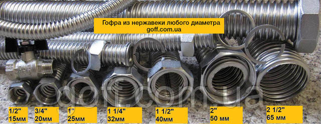 Диаметры гофра трубы из нержавейки