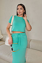 Жіночий літній трикотажний костюм зі спідницею міді "Sunstyle" | Норма и батал, фото 2