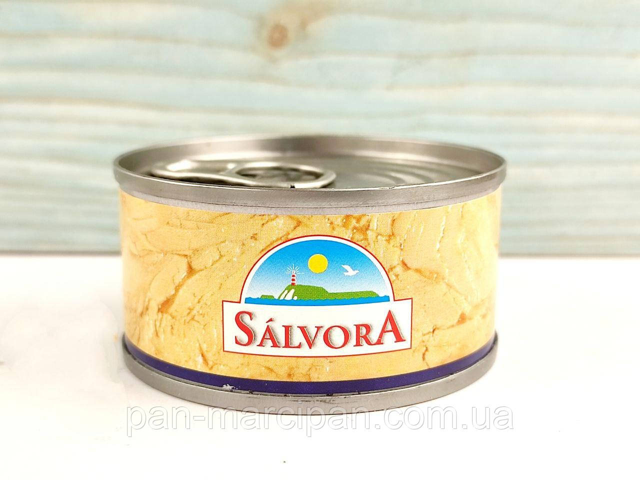 Консервований тунець у соняшниковій олії Salvora Tonno Etun 80г Італія, фото 1