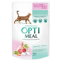 Корм для котів ОПТИМІЛ OPTIMEAL ягня й овочі в желе пауч 85 г