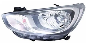 Фара ліва Hyundai Accent 4 SOLARIS 11-19 (H4/PY21W/W5W) TYC ел., с кор., без ламп, з кришкою
