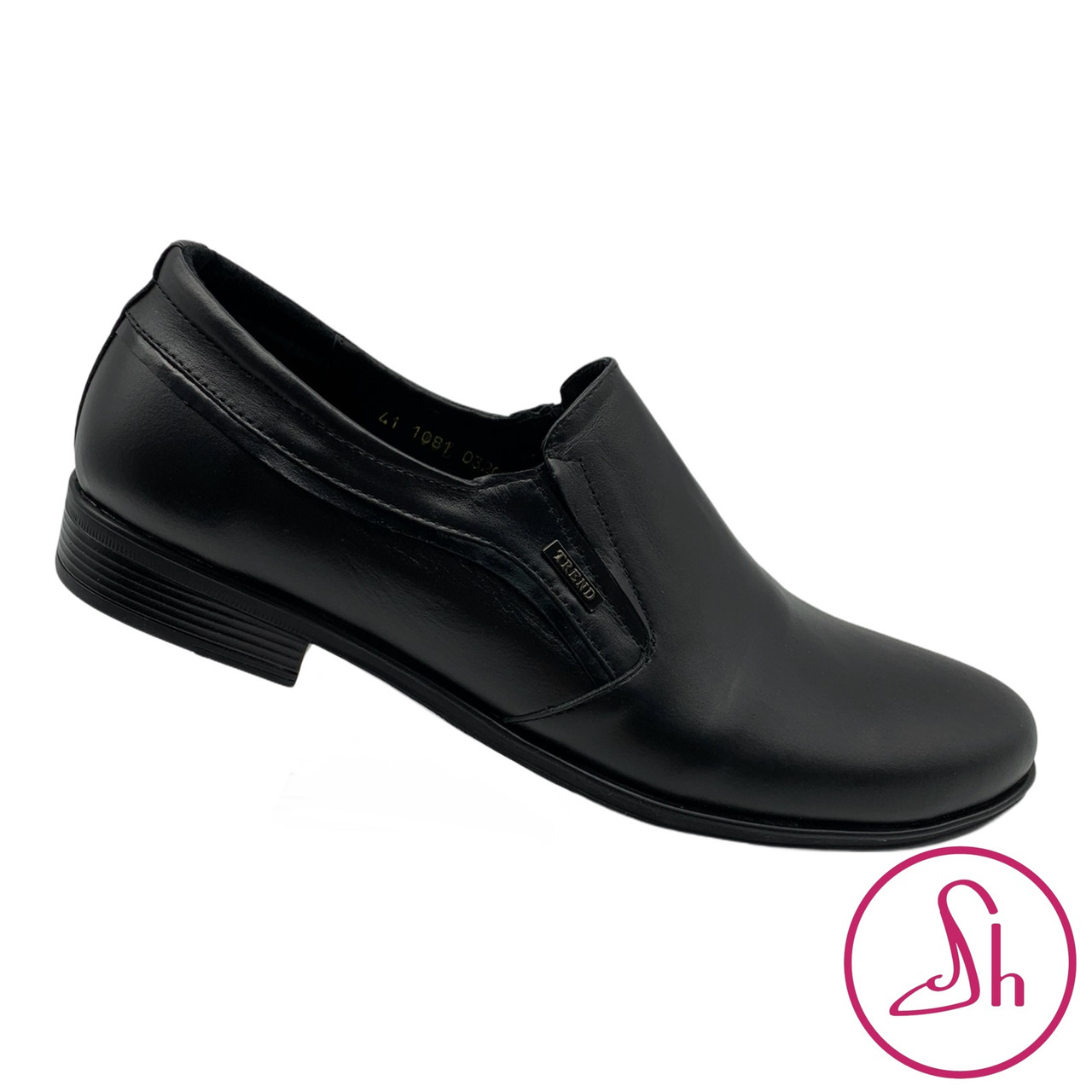 Туфлі чоловічі класичні шкіряні чорного кольору на резинках “Style Shoes”