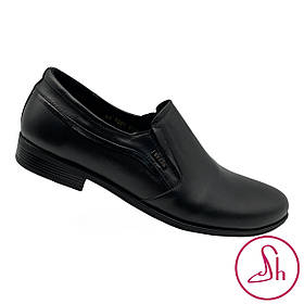 Туфлі чоловічі класичні шкіряні чорного кольору на резинках “Style Shoes”
