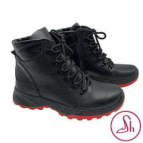 Зимові чоловічі черевики в стилі дезерт з натуральної шкіри чорного кольору «Style Shoes»