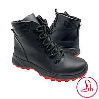 Зимові чоловічі черевики в стилі дезерт з натуральної шкіри чорного кольору «Style Shoes», фото 3