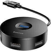 USB HUB Baseus Airjoy Round Box CAHUB-F01 4in1 USB to 1USB 3.0 + 3USB 2.0 black