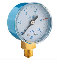 Манометр кисневий 25 МПа для редуктора | Нижнє підключення, 50 мм, M12x1,5