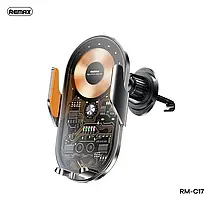 Holder з БЗП Remax RM-C17 Ultrathin Metal Smart Infrared Sensor Wireless (Чорно-сірий), фото 4
