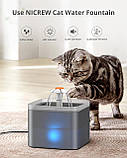 Уцінка, є тріщина, Фонтан для кішок NICREW, фонтан для кішок зі світлодіодним підсвічуванням та фільтром з активованим вугіллям, фото 4