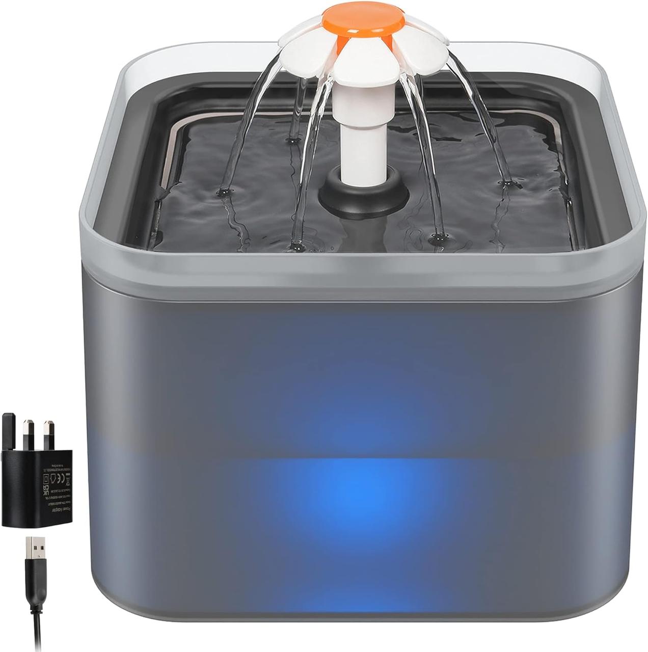 Уцінка, є тріщина, Фонтан для кішок NICREW, фонтан для кішок зі світлодіодним підсвічуванням та фільтром з активованим вугіллям, фото 1