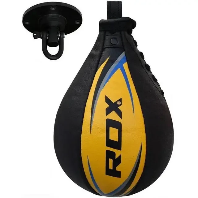 Пневмогруша боксерська RDX 2Y Boxing Speed Ball Leather Multi Yellow/Blue, фото 1