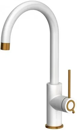 Кухонний змішувач Quadron Stalowa Jodie Q Line Slim Snow White Biały Mat/Miedź (3623511Whmpvdc1)