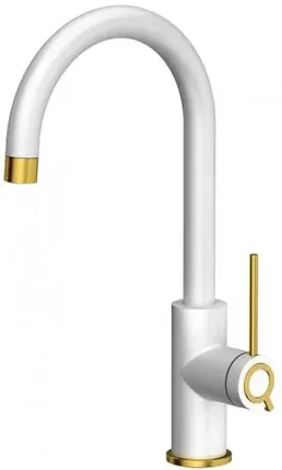 Кухонний змішувач Quadron Stalowa Jodie Q Line Slim Snow White Biały Mat/Złote (3623511Whmpvdg1)