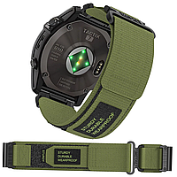 Тактический ремешок нейлоновый для смарт часов умных 22мм Удобный ремешок на Smart Watch зеленый Army липучка
