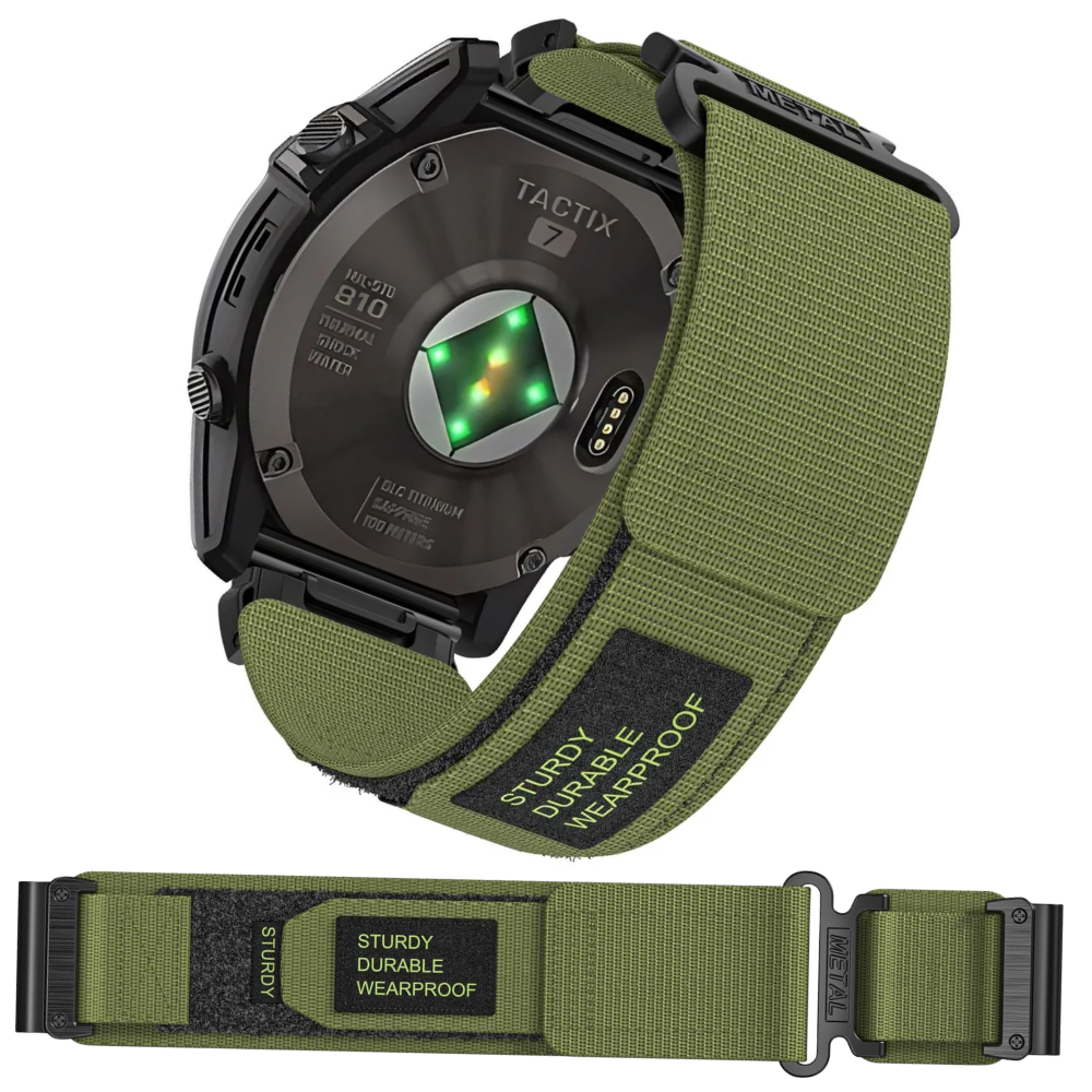Тактический ремешок нейлоновый для смарт часов умных 22мм Удобный ремешок на Smart Watch зеленый Army липучка - фото 1 - id-p2377509472