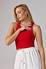 Базовий кроп-топ з еластичної тканини — червоний колір, L (є розміри), фото 5