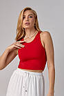 Базовий кроп-топ з еластичної тканини — червоний колір, L (є розміри), фото 6