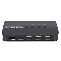 KVM свіч перемикач, 4 порта, HDMI USB, кнопка