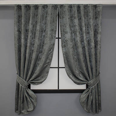 Комплект (2шт. 1,3х1,7м.) коротких штор із жакарда "Sultan XO", Туреччина. Колір графітовий. Код 1123ш 35-0110