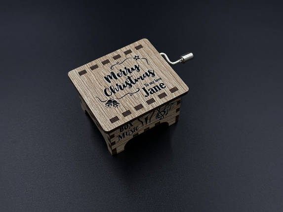 Музична скринька для творчості з фанери для дітей і дорослих MARRY CHRISTMAS 6х5см, фото 1