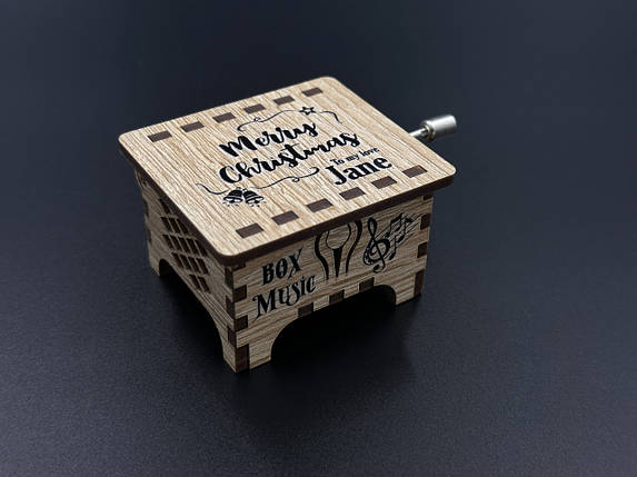 Музична скринька для творчості з фанери для дітей і дорослих MARRY CHRISTMAS 6х5см, фото 2
