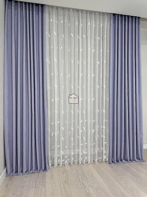 Штори мікровелюр тканина №31, ліловий, в спальню, вітальню, 2 штори