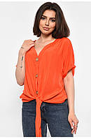 Жіноча блузка на ґудзиках та зав'язці, вільного крою футболка, великих розмірів, червоний, XXL