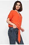 Жіноча блузка на ґудзиках та зав'язці, вільного крою футболка, великих розмірів, червоний, XXL, фото 2