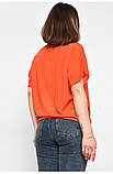 Жіноча блузка на ґудзиках та зав'язці, вільного крою футболка, великих розмірів, червоний, XXL, фото 3