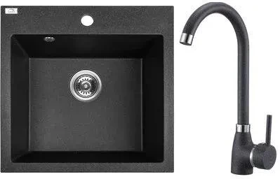 Раковина з краном Laveo Alena Czarny + Bateria SBAA710T