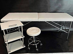 Кушетка косметологічна автомат "Економ" - біла, для краси, нарощування вій, шугарингу, масажу