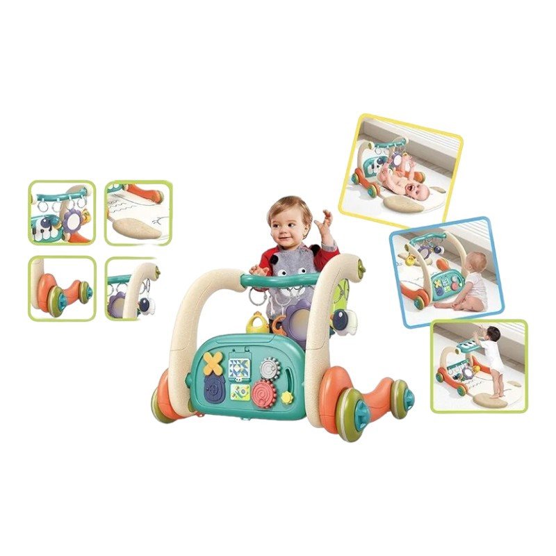 Ходунки (3в1, килимок, бізиборд, 3 брязкальця-підвіски, дзеркало, піаніно, мелодії, підсвічування, в коробці) 6660