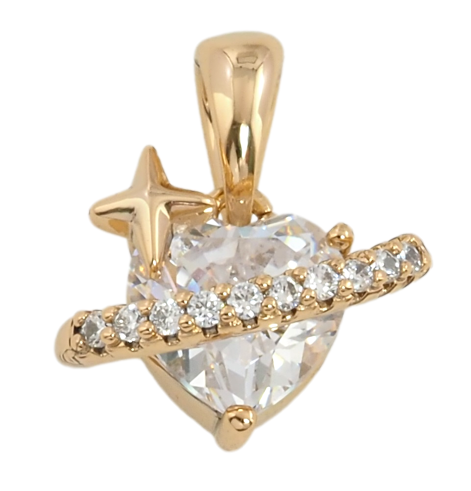 Кулон Xuping Позолота 18K «Кришталеве сердечко-Сатурн» для ланцюжка до 4мм