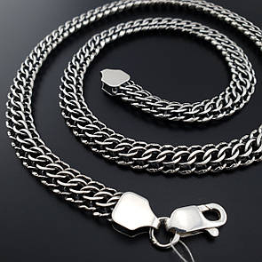 Срібна цепочка чоловіча товста пітон (венеція). Широкий ланцюг на шию срібло 925. Ширина 10 мм. Довжина 60 см